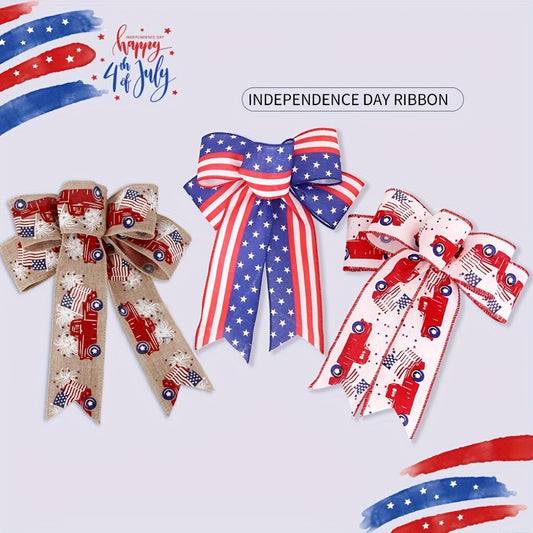 American Independence Decoration Bow Fine Linen Star Striped Bow