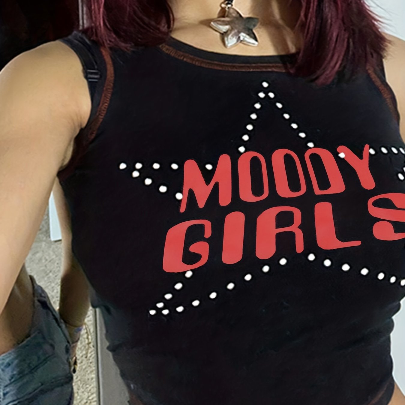 Letter Print Crop Top Y2k Sleeveless Crop Tank Top For Summer Women