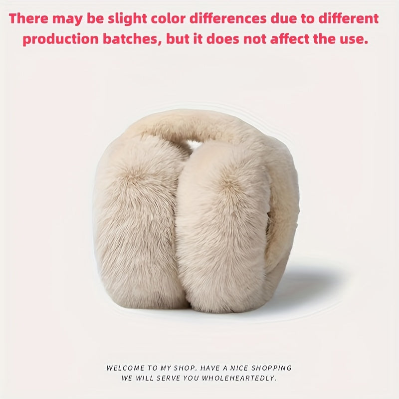 Women's Winter Fleece Earmuffs Beige Plush Ear Warmers