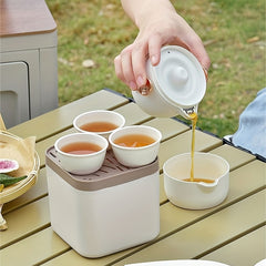 Portable Tea Set 1 Tea Pot & 3 Cups Travel Camping Kung Fu Tea Set