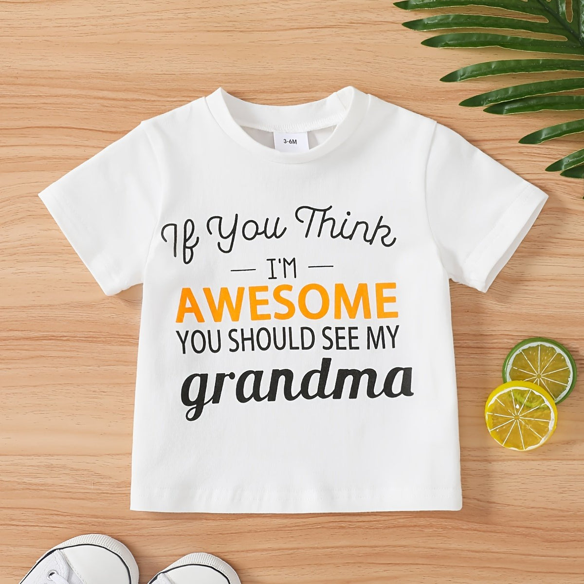 Baby Boys Casual Awesome Grandma Round Neck T shirt Clothes