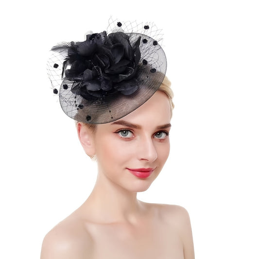 Women Flower Fascinator Hat Tea Party Wedding Feather Headband