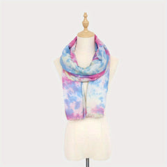 Rainbow Tie Dye Print Scarf Frayed Edge Shawl Casual Breathable