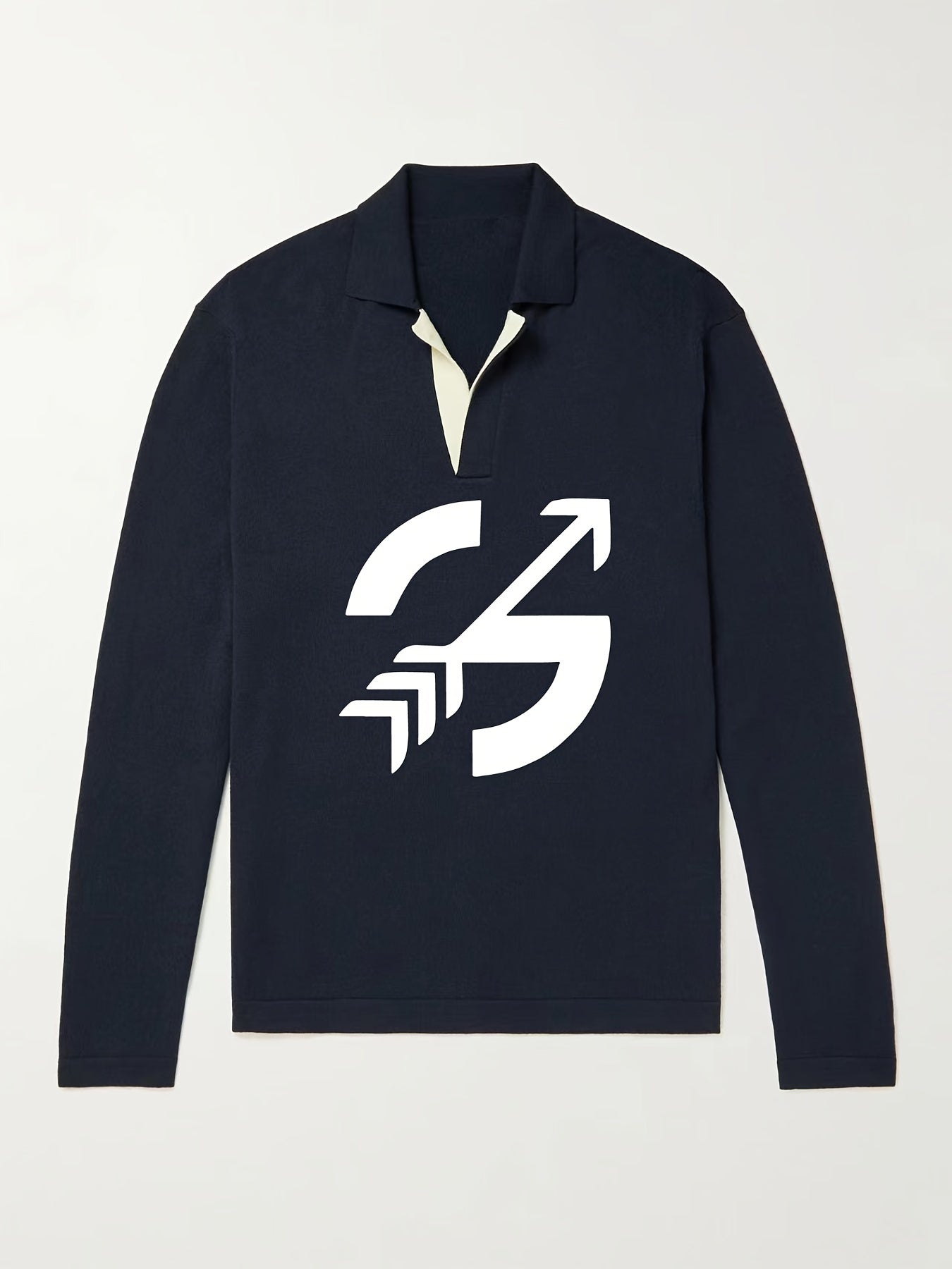 Arrow Pattern Knit Polo Shirt Men's Casual Lapel Pullover Sweater
