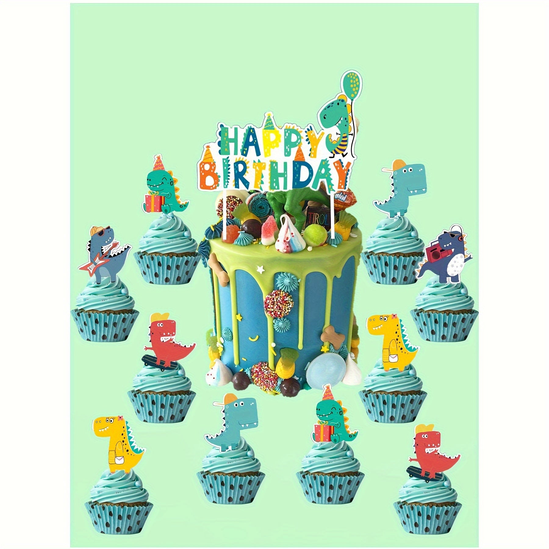 25pcs Dinosaur Cake Insert Party Supplies