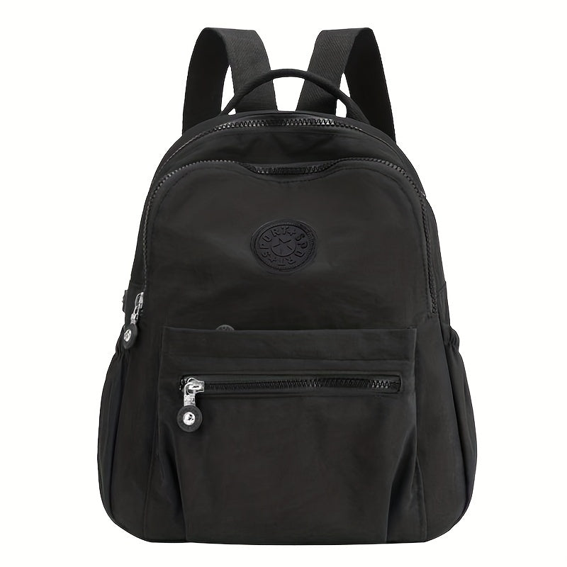 Nylon Zipper Backpack Preppy Style Backpack With Adjustable Strap
