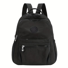 Nylon Zipper Backpack Preppy Style Backpack With Adjustable Strap