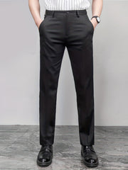 Men's Straight Leg Trousers Relax Fit Pants for Business Formal Summer