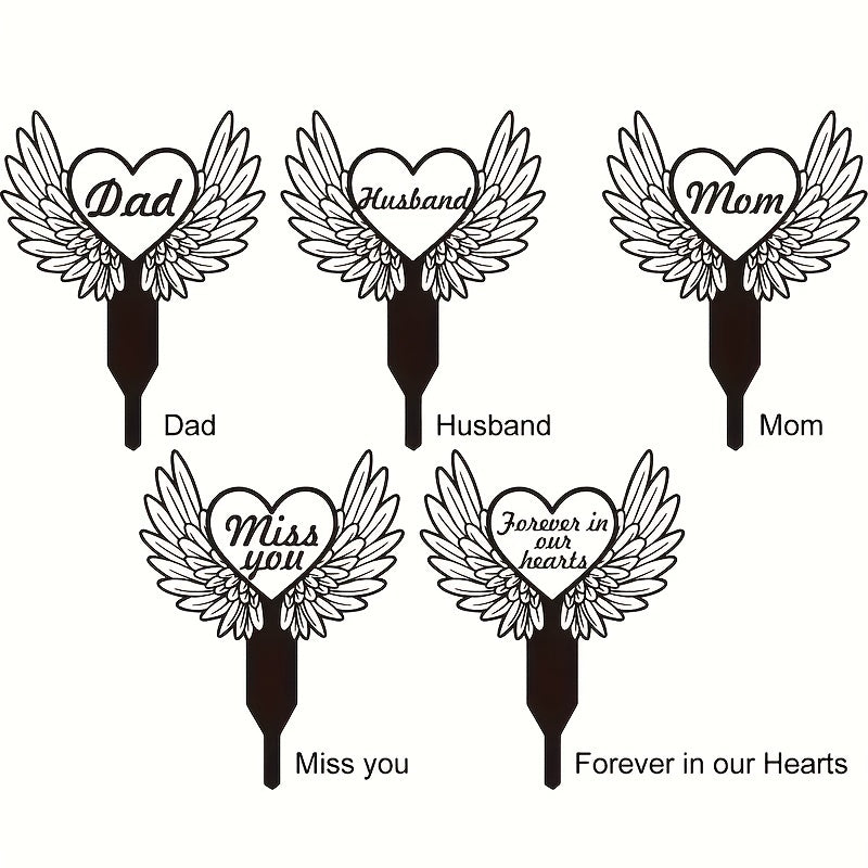Metal Heart With Wings Memorial Garden Stake Sympathy Sign Tombstone Memorial