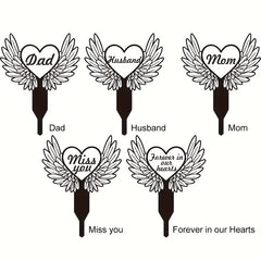 Metal Heart With Wings Memorial Garden Stake Sympathy Sign Tombstone Memorial