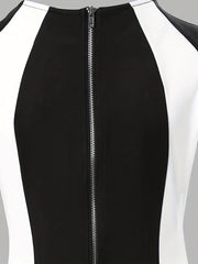  Colorblock Cap Sleeve Round Neck Dress