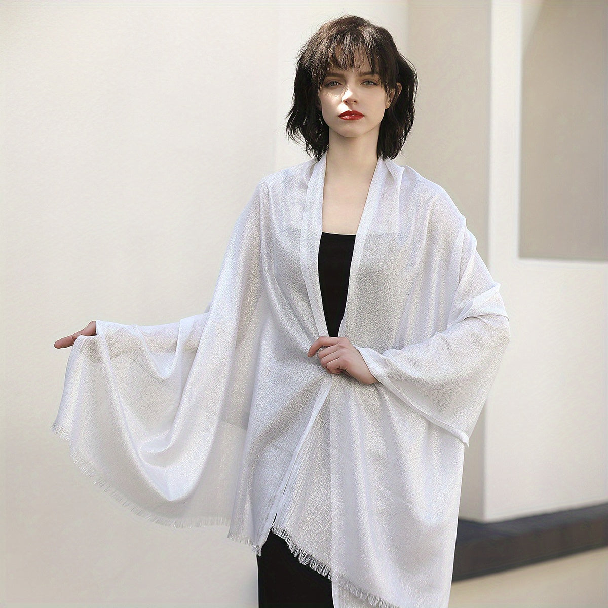 Glitter Tassel Shawl Long Scarf Wrap Women Cape For Party