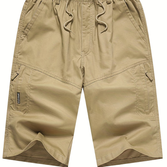 Classic Cargo Shorts Men's Casual Pocket Solid Waist Drawstring Cargo Shorts