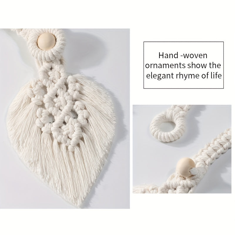 Bohemian Curtain Straps with Tassels & Leaf Shape Wooden Bead Tieback