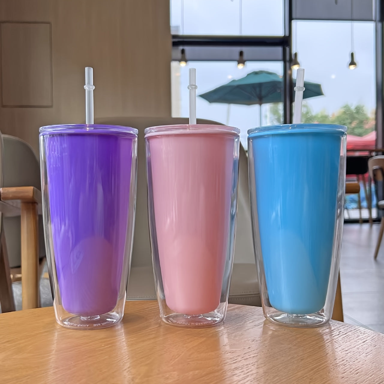 760ml Insulated Coffee Cup with Lid and Straw Leakproof BPA Plastic