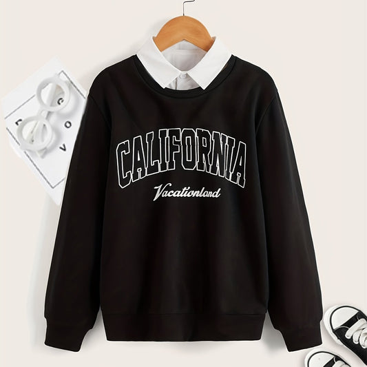 CALIFORNIA Boys Letter Print Pullover Sweatshirt