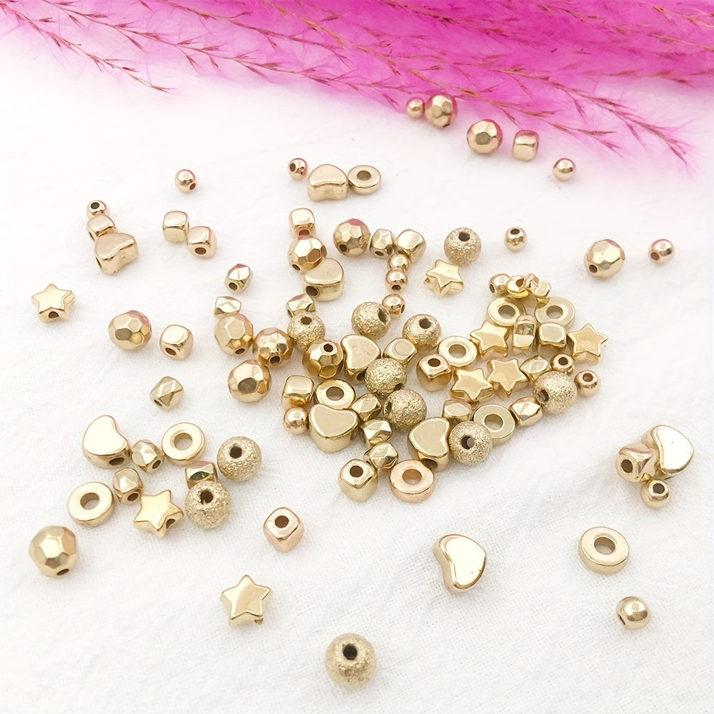 Gold Spacer Beads for DIY Jewelry Making - 100-400pcs Heart Star Round Square