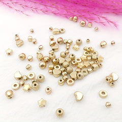 Gold Spacer Beads for DIY Jewelry Making - 100-400pcs Heart Star Round Square