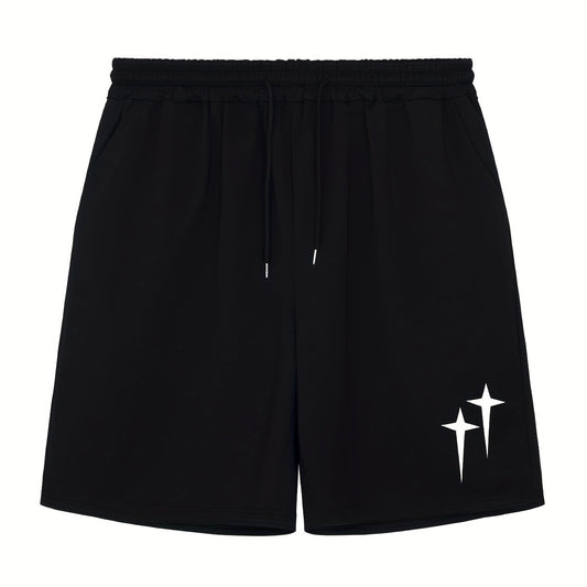Solid Stretch Elastic Waist Drawstring Shorts for Men