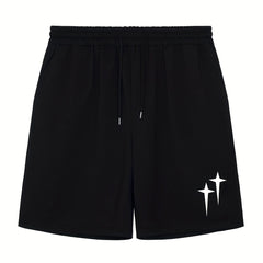 Solid Stretch Elastic Waist Drawstring Shorts for Men