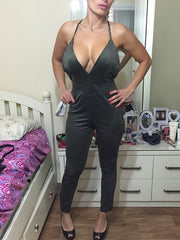Backless V Neck Cami Jumpsuit Sexy Sleeveless Jumpsuit