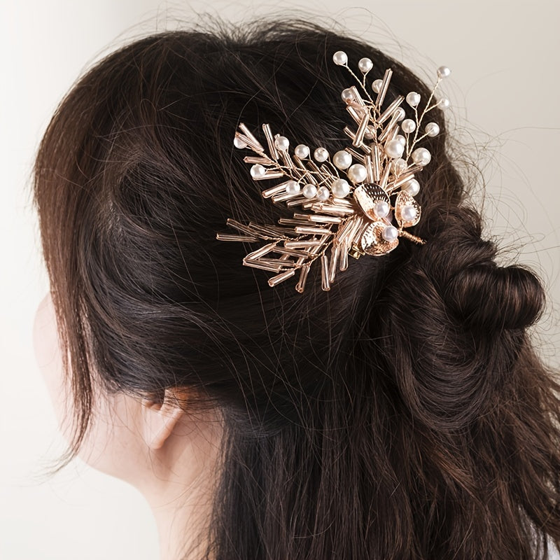 Rose Faux Pearl Hair Clip Wedding Hairpin Barrette Hair Ac