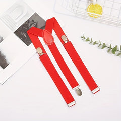 Solid Suspenders Men's And Women's Universal Three clip Suspenders