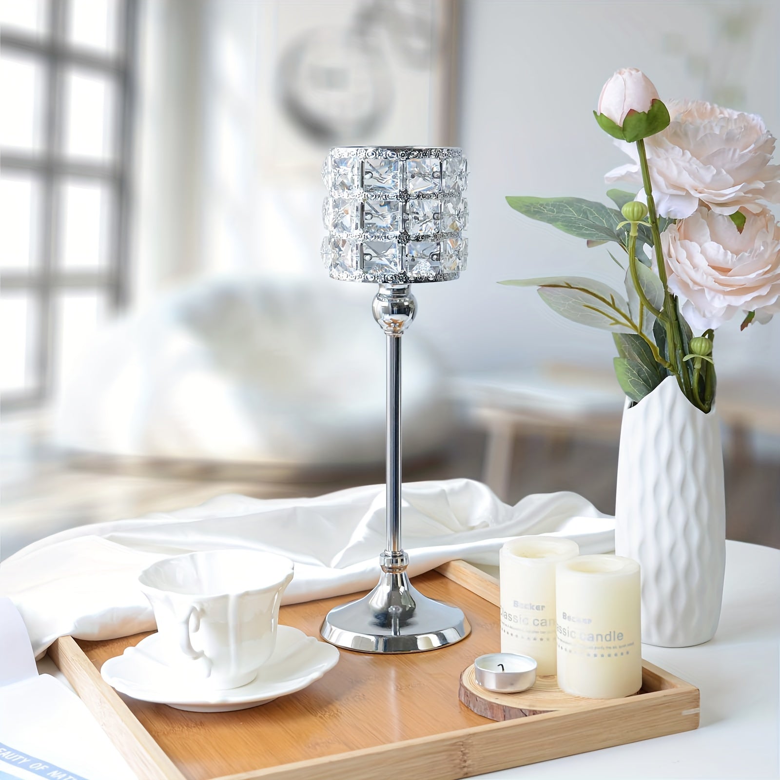 Crystal Candle Holders for Table Centerpieces, Home Decor, Wedding Party