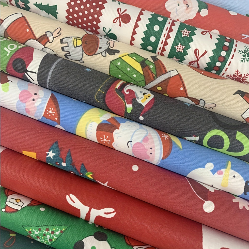 10pcs Christmas Cotton Fabric DIY Patchwork Sewing Materials 25x25cm
