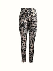 Women's Plus Floral Print High Rise Skinny Pants