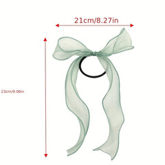 Organza Bow Scarf Hair Tie Long Ribbon Hair Tope Sweet Hair Ring