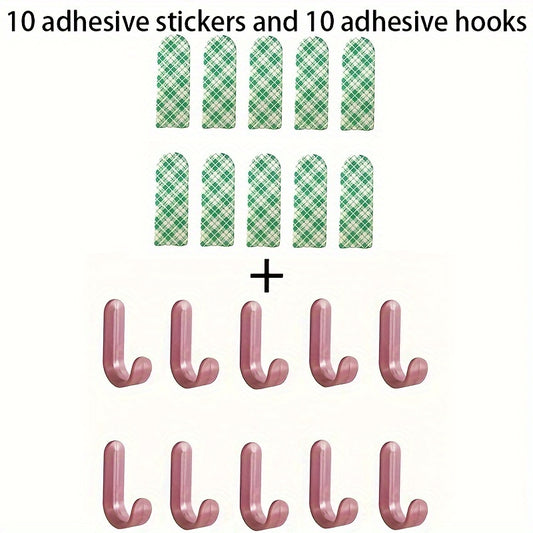 10pcs Adhesive Hook Punch for Household Clothes Organization