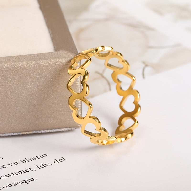 Vintage Heart Ring Stainless Steel Jewelry Gift for Women