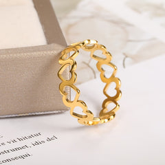 Vintage Heart Ring Stainless Steel Jewelry Gift for Women