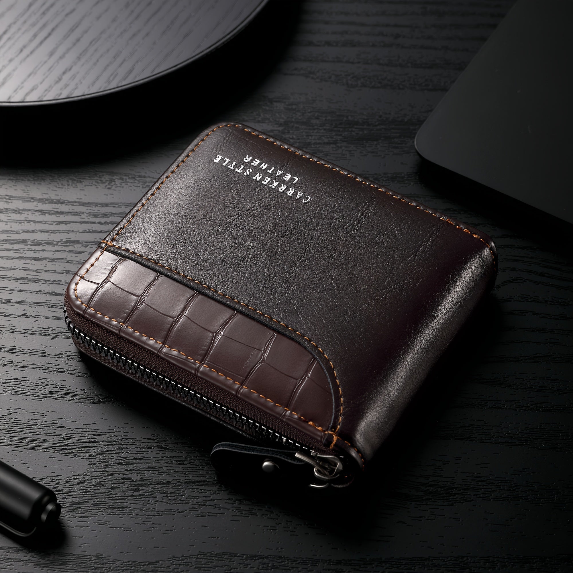 Stylish Mens Zipper Wallet with Card Slots