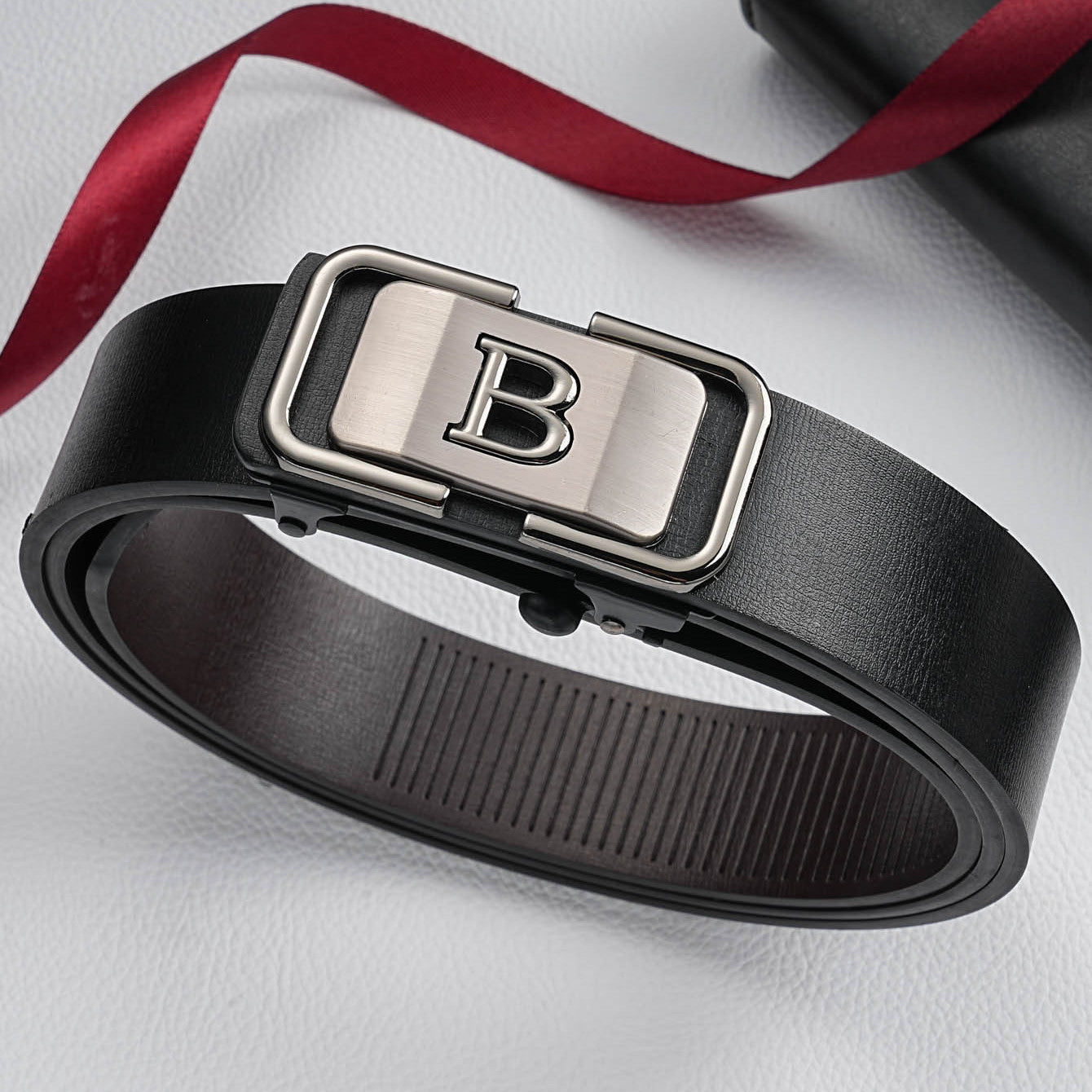 Men's Letter B Buckle Rubber Belt
