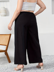  Solid Wide Leg Trousers w/ Pockets