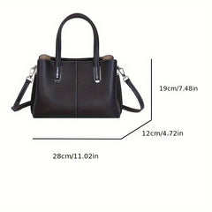 Leather Women's Handbag with Shoulder Strap Zipper Closure