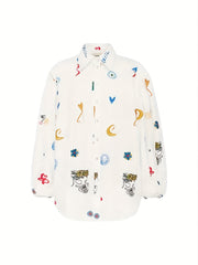  Graffiti Print Shirt & Pants Set Women's Y2K Outfit