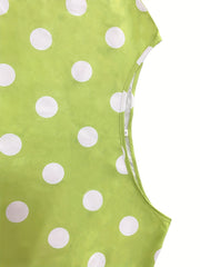  Polka Print Casual Dress Round Neck