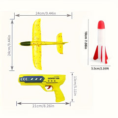Foam Airplane & Rocket Launcher Set for Kids Interactive Toy