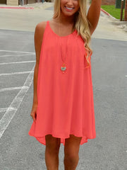  Casual Dress Women's Plus Round Neck Backless Loose Fit Dress