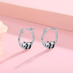 Panda Hoop Earrings Animal Ear Jewelry Women Girls