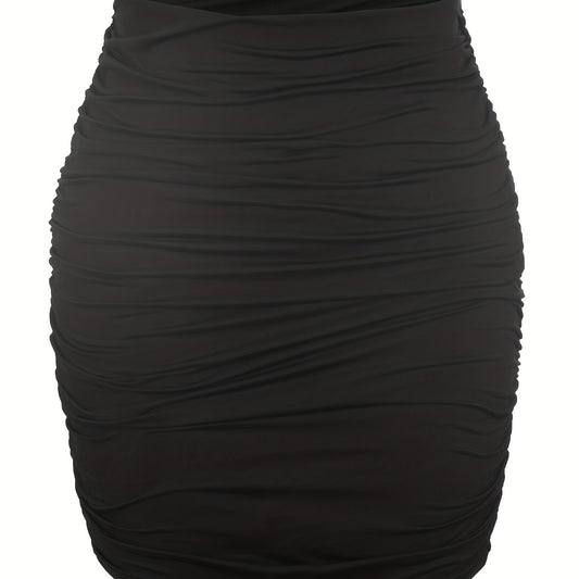 Solid Slim Ruched Mini Skirt Casual Every Skirt