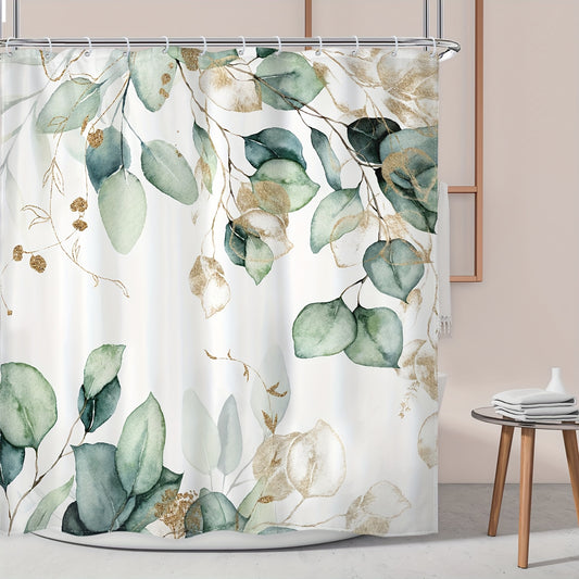Polyester Eucalyptus Leaf Green Plant Shower Curtain - 70.87 inches
