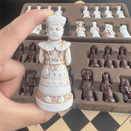 Antique Large Chess Set with Character Modeling Resin Pieces