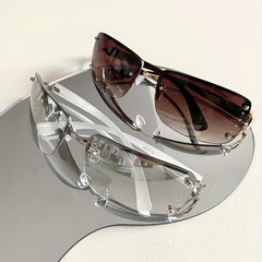 Y2K Rimless Sunglasses Cyberpunk UV400 Sun Shades Wrap Around