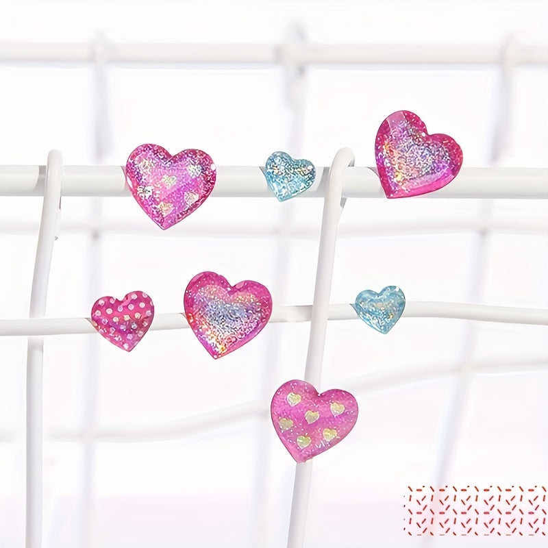 Colorful Heart Shaped Crystal Epoxy Stickers DIY Decorative Adhesive Decals