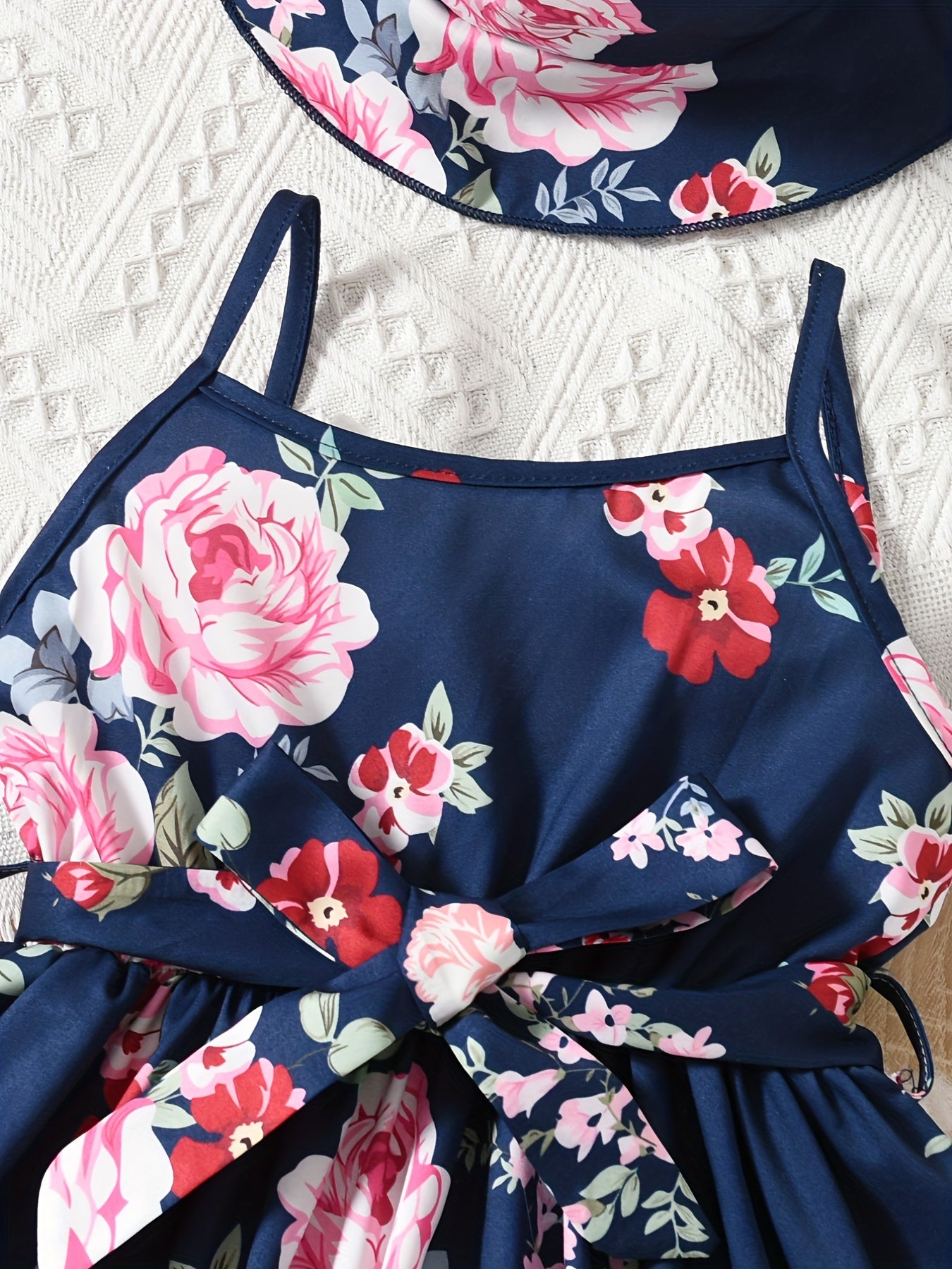 Girls Casual Floral Print Cami Dress 2PCS Set