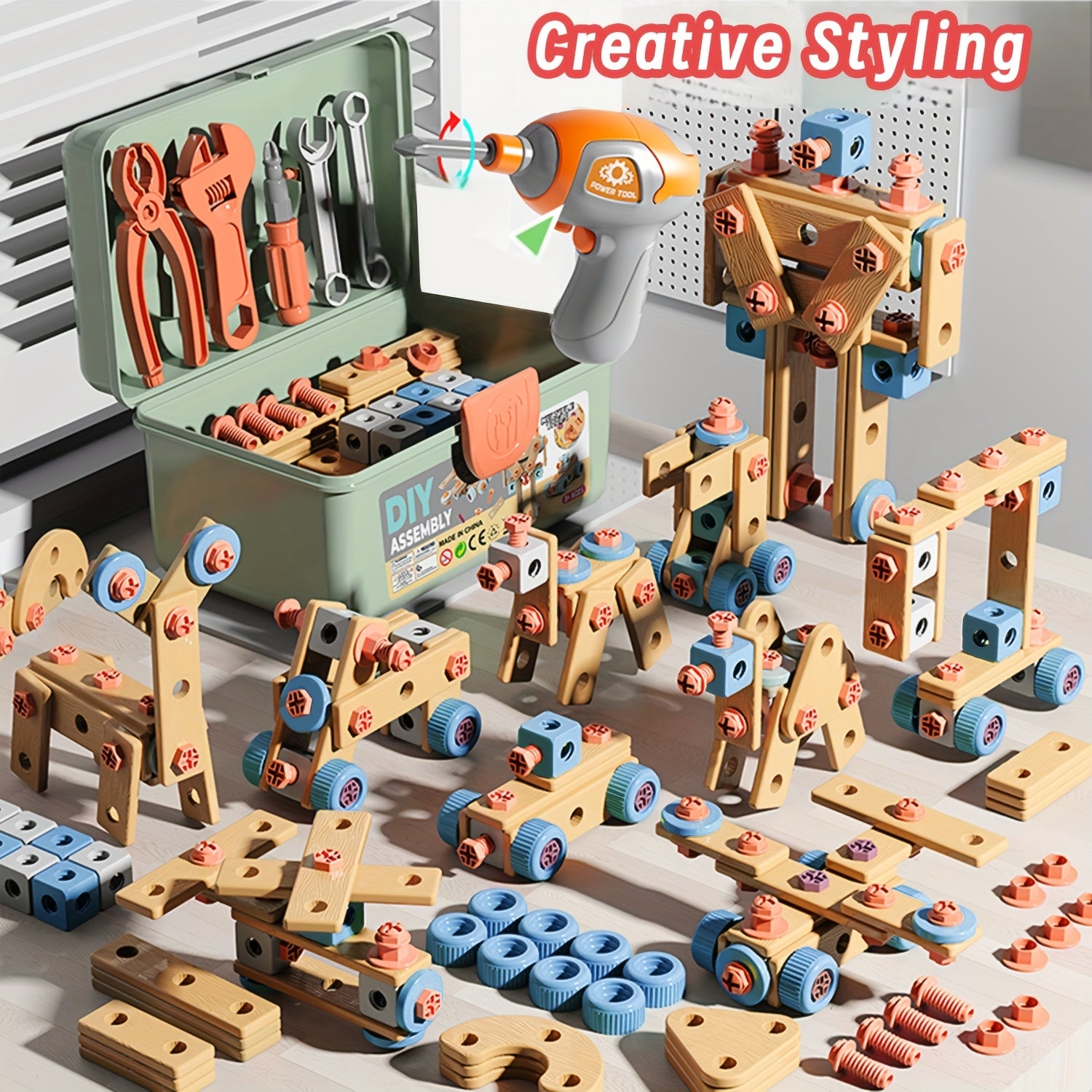 Kids' House Tool Kit DIY Learning Toy Set with Drill and Wrenches